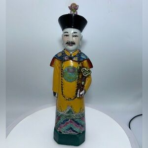 Chinese Emperor Qing Dynasty Earthenware Figurine
